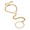 304 Stainless Steel 2-Strand Hand Chain Ring Bracelets with Round Ball for Women HZ7665-5