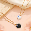 5Pcs 5 Colors Alloy Heart with Evil Eye Pendant Necklace for Women NJEW-HY0001-24-3