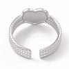 Non-Tarnish 304 Stainless Steel Heart Open Cuff Ring for Women RJEW-G275-06P-3