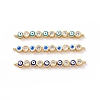 Flat Round with Evil Eye Pattern Brass Micro Pave Clear Cubic Zirconia Enamel Connector Charms KK-G435-44G-1