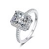Rhodium Plated 925 Sterling Silver Micro Pave 5x7mm Emerald Cubic Zirconia Finger Rings for Women WG8E258-85-5