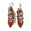 Natural Red Jasper Double Terminal Pointed Pendants G-C144-03P-03-1