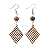 6 Pairs 6 Styles Natural Walnut Wood Dangle Earrings for Women EJEW-JE06101-3