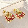 Brass Enamel Dangle Stud Earrings for Women KK-CBA760A-12G-4