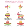 12Pcs 6 Styles Rainbow Color Printed Acrylic Pendants Sets OACR-FS0002-10-4