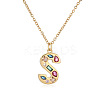 Brass Pave Colorful Cubic Zirconia Initial Pendant Necklaces for Women FS-WG02860-19-1