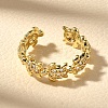 Brass Micro Pave Clear Cubic Zirconia Cuff Rings for Women RJEW-Q008-13G-2