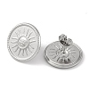 304 Stainless Steel Flat Round with Sun Stud Earrings EJEW-D281-24S-2