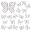 20Pcs Butterfly Rhinestone with Plastic Pearl Cloth Patches PATC-GA0001-59-1