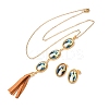 304 Stainless Steel Resin Pendant Necklaces & Stud Earrings Sets for Women SJEW-B022-02G-4
