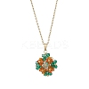 Glass Seed Beaded Clover Pendant 304 Stainless Steel Cable Chain Necklaces for Women NJEW-MZ00128-03-3