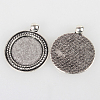 Vintage Tibetan Style Alloy Flat Round Pendant Cabochon Bezel Settings TIBEP-O006-07AS-2