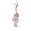 Alloy Enamel Heart & Natural Amethyst Chip Bead Pendant Decorations HJEW-JM00986-01-2