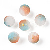 Frosted Baking Paint Crackle Glass Beads with Glitter Powder X1-DGLA-T004-01C-1