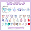 120Pcs 3 Styles Gradient Color Baking Paint Transparent Glass Star & Heart & Butterfly Connector Charms PALLOY-AR00030-2