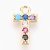Brass Micro Pave Cubic Zirconia Charms ZIRC-F089-01G-T-1