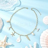 Alloy Enamel Whale Tail Starfish & Natural Shell Teardrop Pendant 304 Stainless Steel Cable Chain Necklaces for Women NJEW-JN05407-01-1