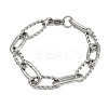304 Stainless Steel Paperclip Chain Bracelets for Women Men BJEW-Z143-24P-4