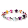 Colorful Natural Agate Dyed Round Beaded Stretch Bracelets for Women JT2459-15-1