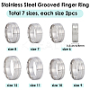 14Pcs 7 Styles Stainless Steel Grooved Finger Ring Settings STAS-SC0010-65P-2