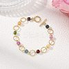 Natural Tourmaline & Brass Open Jump Rings Link Bracelets for Women BJEW-JB14116-02-1