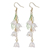 Flower Acrylic with 304 Stainless Steel Dangle Earrings EJEW-JE06142-1
