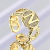 Brass Micro Pave Clear Cubic Zirconia Open Cuff Rings for Women RJEW-K289-02G-N-1