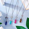 DIY Natural & Synthetic Mixed Gemstone Bullet Pendant Necklace Making Kit DIY-TA0004-91-7