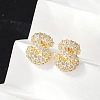 Brass Micro Pave Cubic Zirconia Stud Earrings EJEW-Z091-04G-S-4