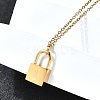 304 Stainless Steel Rolo Chain Pendant Necklaces NJEW-S444-01G-12-4