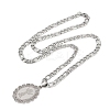 Oval with Virgin Pattern 201 Stainless Steel Pendant Necklaces for Men Women NJEW-K283-22P-2