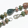 Natural Indian Agate Beaded Necklaces NJEW-S389-11-2