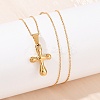 304 Stainless Steel Religion Cross Pendant Necklaces for Women NJEW-G176-02G-1