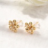 Brass Micro Pave Clear Cubic Zirconia Flower Stud Earrings EJEW-C158-17C-G-2