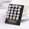 Flat Round 304 Stainless Steel Cubic Zirconia Stud Earrings EJEW-H306-38-7mm-A-2