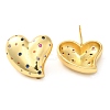 Brass with Cubic Zirconia Heart Stud Earrings EJEW-G382-23G-1