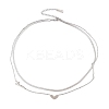 201 Stainless Steel Love Heart Pendant Double Layer Necklaces for Women NJEW-D307-03P-2