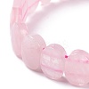 Natural Rose Quartz Oval Beaded Stretch Bracelet G-E010-01N-3