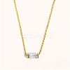 Birthstone Style Brass Cubic Zirconia Rectangle Pendant Necklaces for Women FS-WGDF12C-04-1
