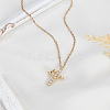 1Pc Brass Micro Pave Clear Cubic Zirconia Crown Cross Pendant Necklaces NJEW-LP0003-84G-3