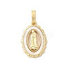 Brass Pave Natural White Shell Pendants KK-S522-07B-G-1