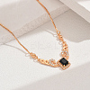 Elegant Vintage Brass Pave Cubic Zirconia Women's Rectangle Pendant Necklaces DI2317-4-1