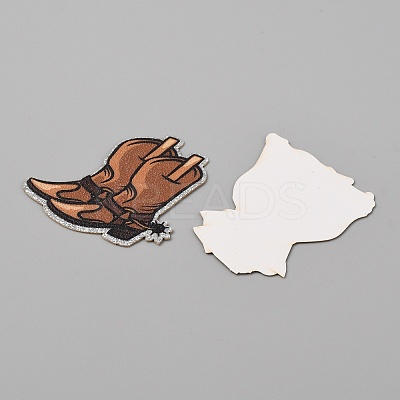Western Cowboy Theme Paper Cake Toppers with Bamboo Stick AJEW-WH0038-68-1