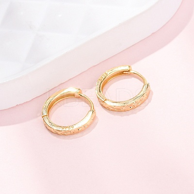 925 Sterling Silver Textured Hoop Earrings for Women EJEW-K317-05G-1