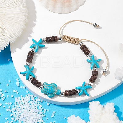 Coconut Braided Bead Bracelets BJEW-JB10078-02-1