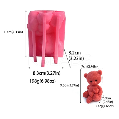 Valentine's Day Bear with Heart Scented Candle Food Grade Silicone Molds PW-WG99703-03-1