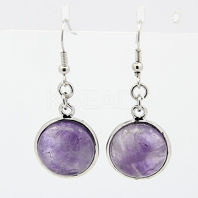 Fashion Natural Amethyst Earrings EJEW-E003-1-1