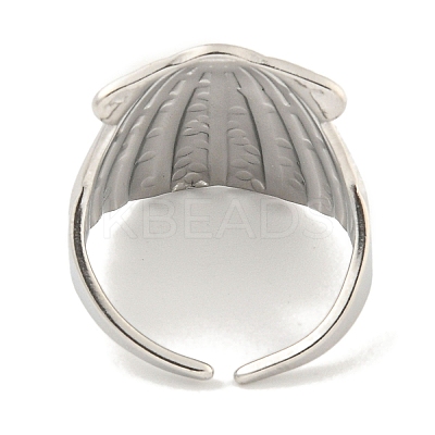 Shell Shape 304 Stainless Steel Open Cuff Finger Rings for Women RJEW-P114-02P-1