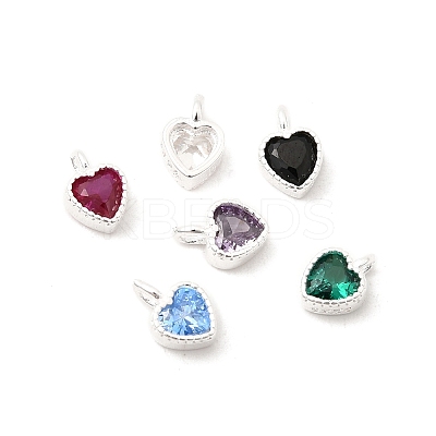 925 Sterling Silver Micro Pave Cubic Zirconia Heart Charms STER-K188-08S-1
