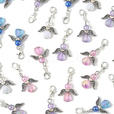 32Pcs 4 Colors Angel Transparent Acrylic with Alloy Pendant Decorations HJEW-FS00040-01-1